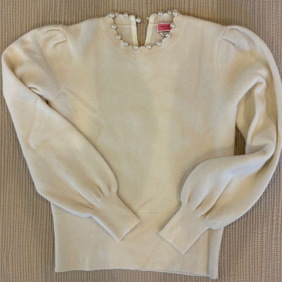 Holiday ready! Kate spade NY winter white wool & cashmere sweater pearl neck - Picture 3 of 10